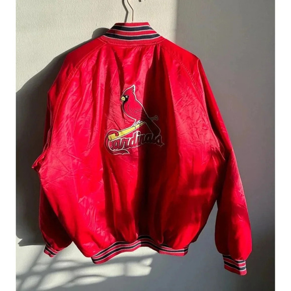 St.Louis Cardinals Nike Satin Bomber Jacket Mens Snap Button Baseball Coat Sz XL - Picture 4 of 15